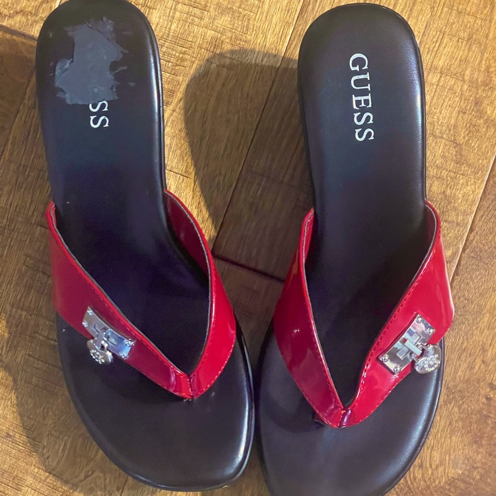 Guess cherry red 7.5 wedge sandals.